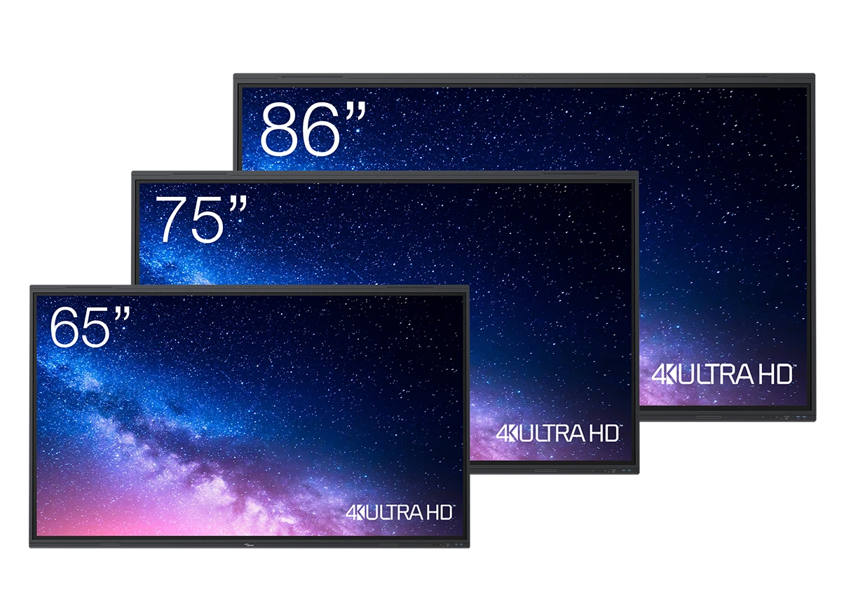 Five series models: 65 inch, 75 inch and 86 inch side by side